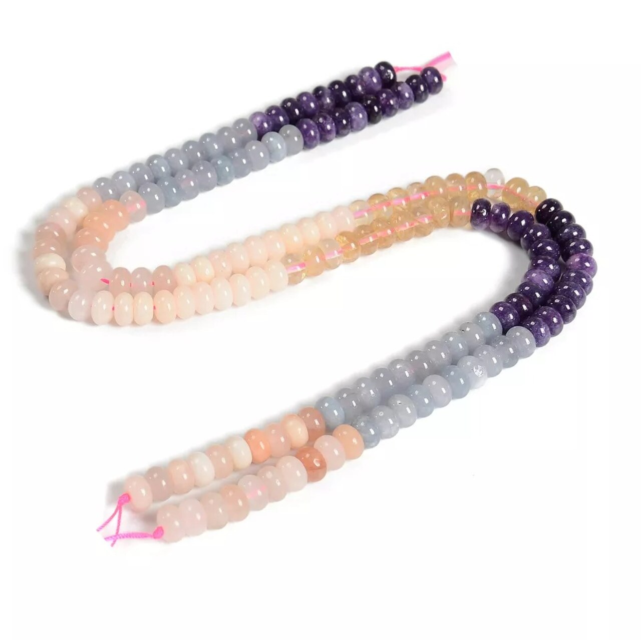 04-Multi-color Gemstone Smooth Rondelle Beads Size 5x8mm 15.5'' Strand